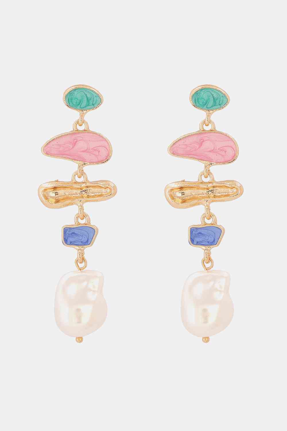 Unique Shape Zinc Alloy Synthetic Pearl Dangle Earrings-Bijou Crush