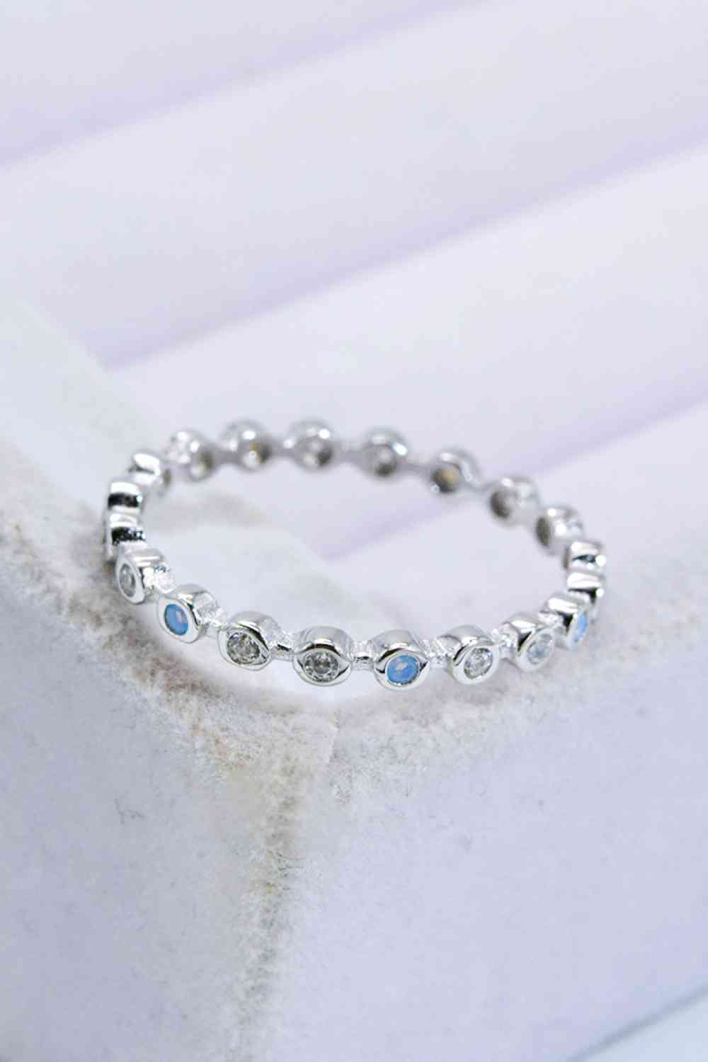 925 Sterling Silver Zircon and Natural Moonstone Ring-Bijou Crush