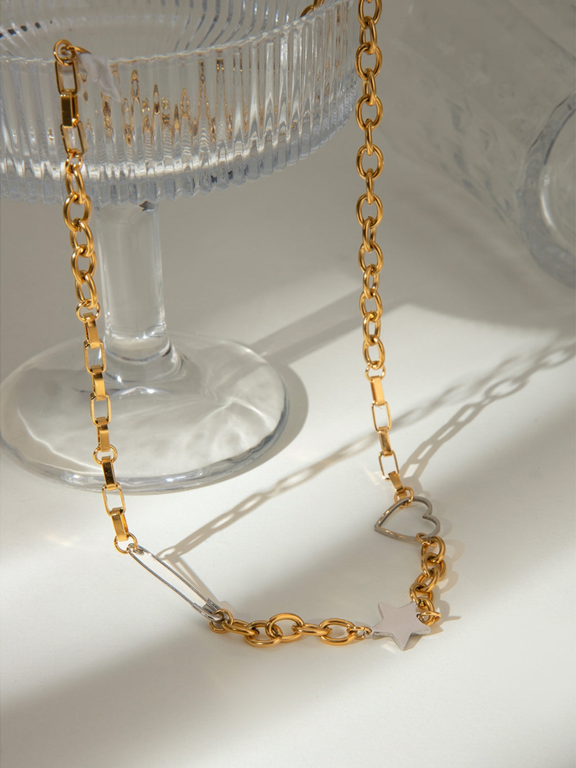 Stainless Steel Star Heart Necklace-Bijou Crush