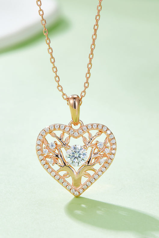 Moissanite 925 Sterling Silver Heart Shape Necklace-Bijou Crush