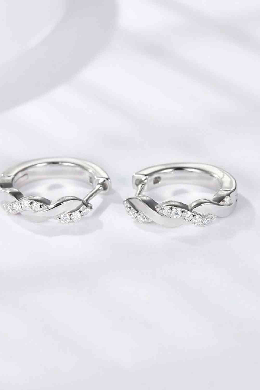 Moissanite Twisted Platinum-Plated Earrings-Bijou Crush