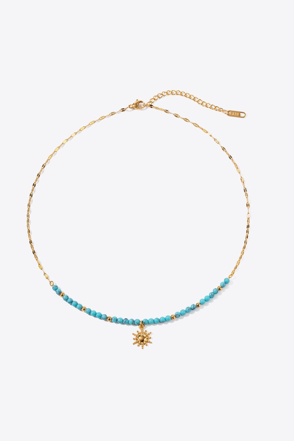 Turquoise Beaded 18K Gold-Plated Sun Shape Pendant Necklace-Bijou Crush