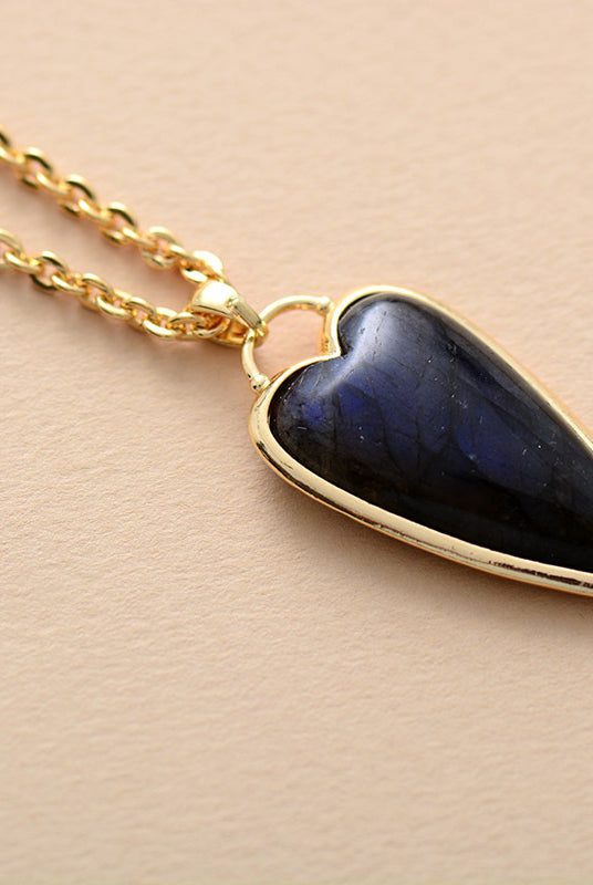 Copper Labradorite Heart Shape Necklace-Bijou Crush