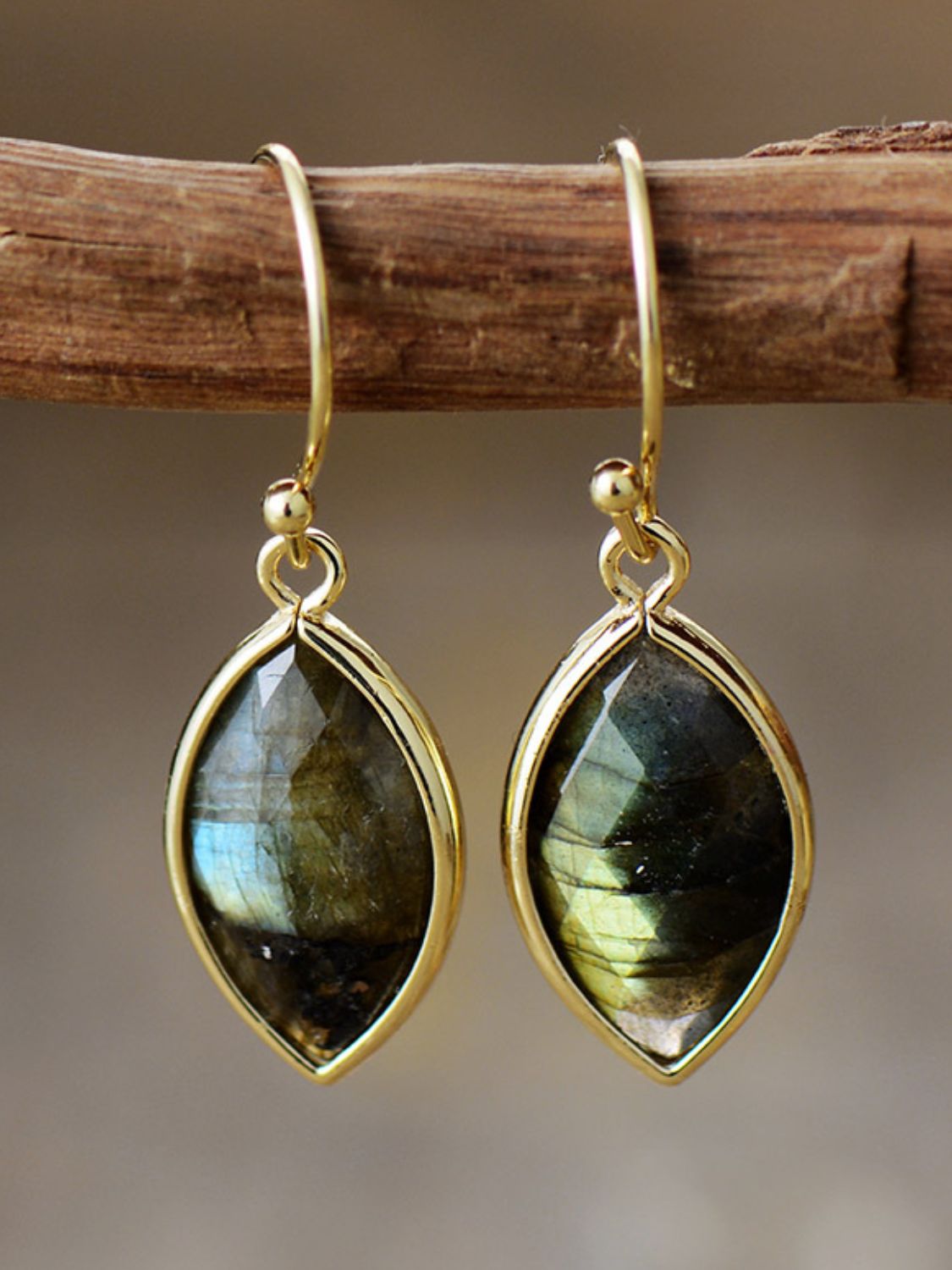 Geometrical Shape Natural Stone Dangle Earrings-Bijou Crush