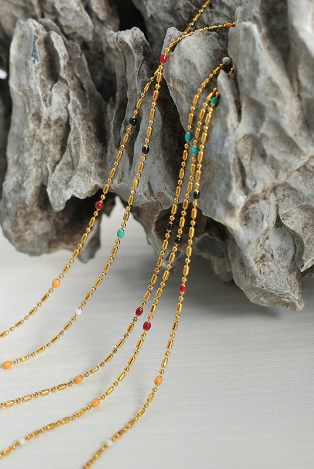 18K Gold-Plated Oil Drip Bead Necklace-Bijou Crush