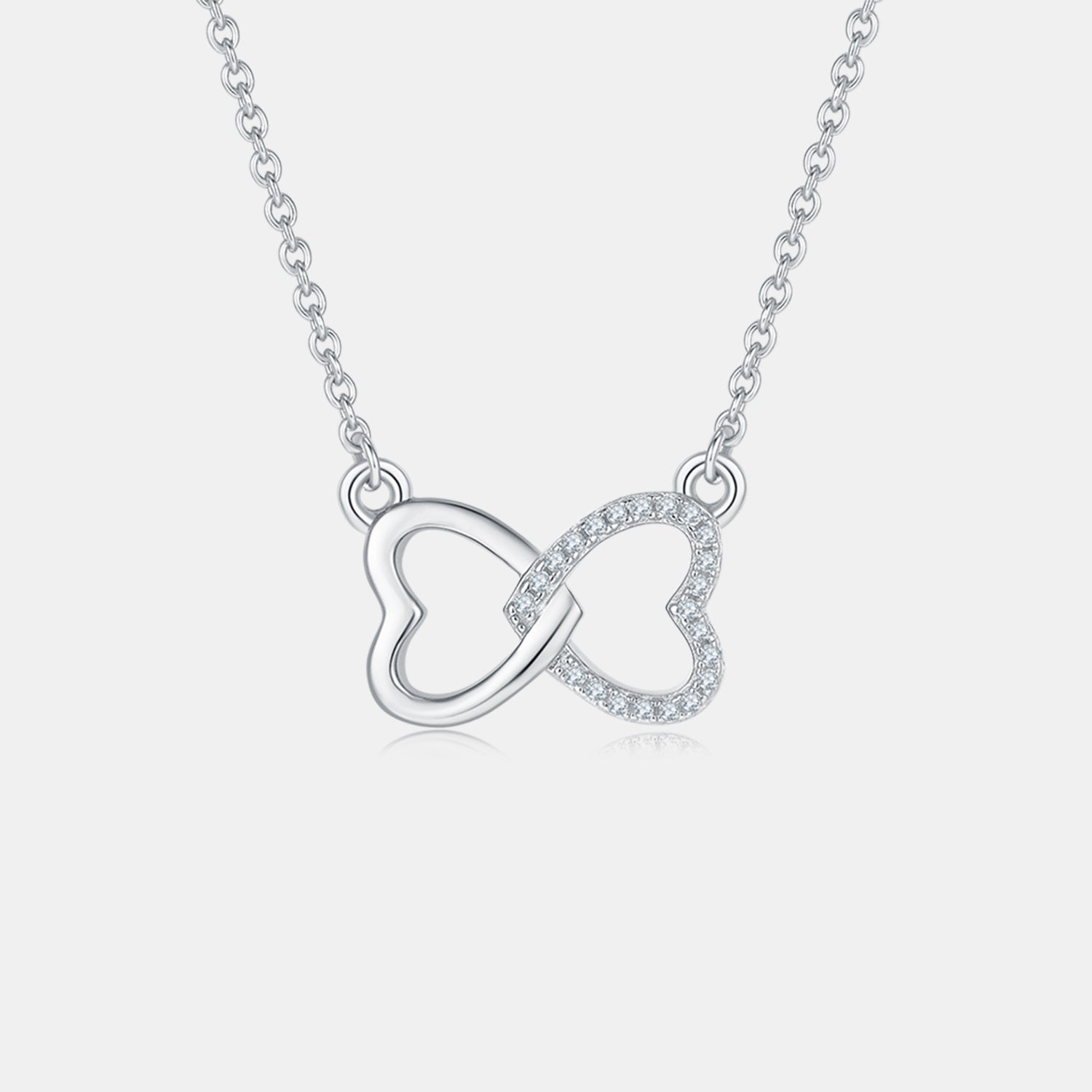 Moissanite 925 Sterling Silver Heart Bow Necklace-Bijou Crush