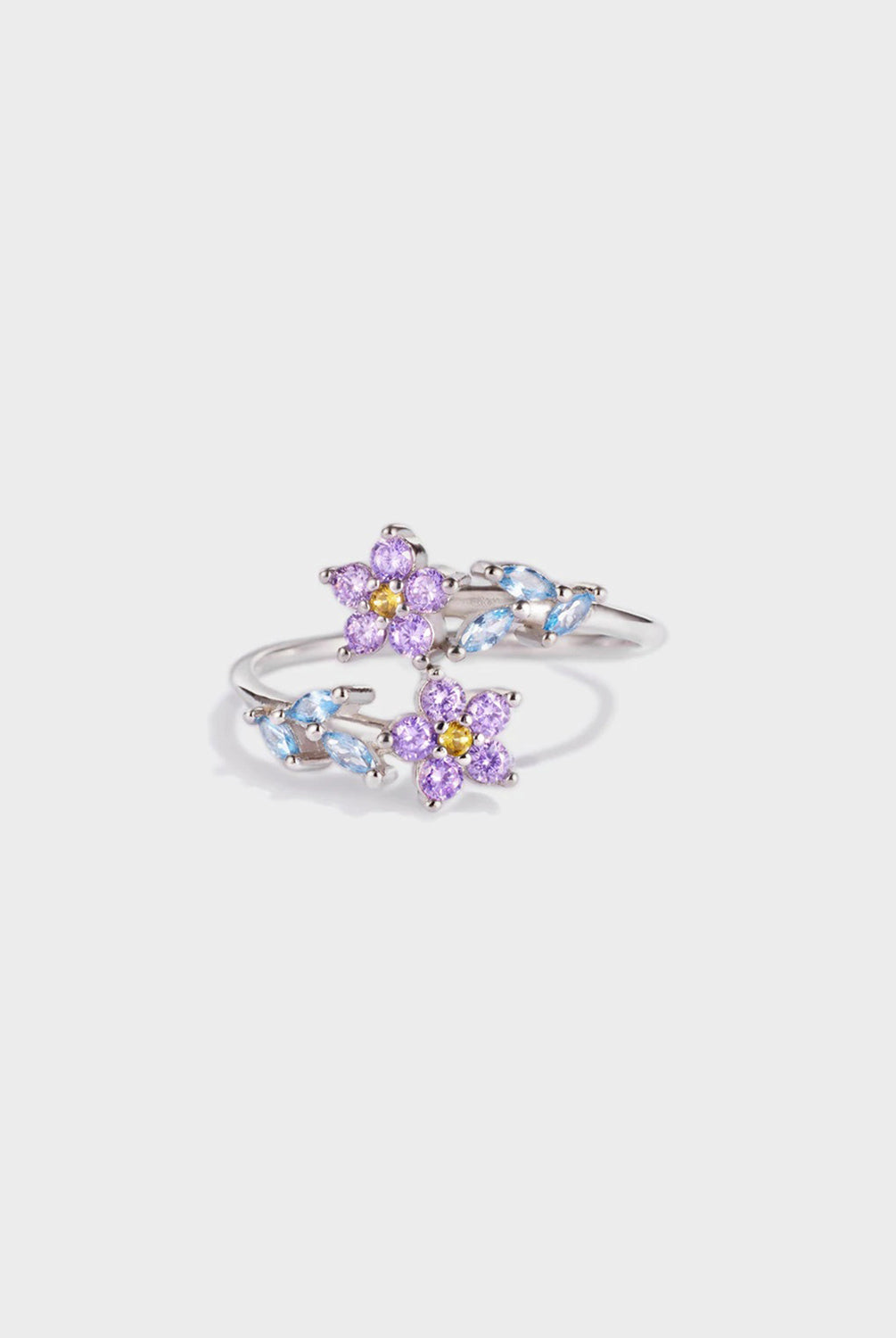 Flower Shape Inlaid Zircon 925 Sterling Silver Ring-Bijou Crush