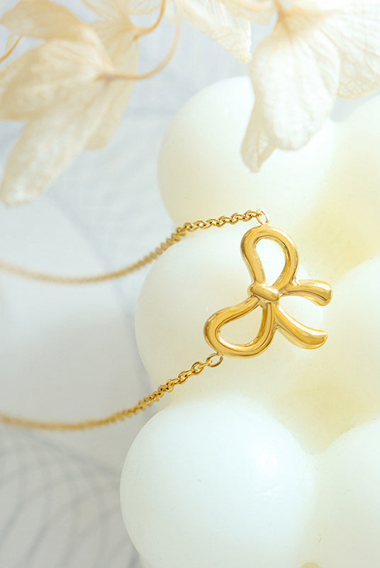 Bow Pendant Necklace - Titanium Steel Vibes-Bijou Crush