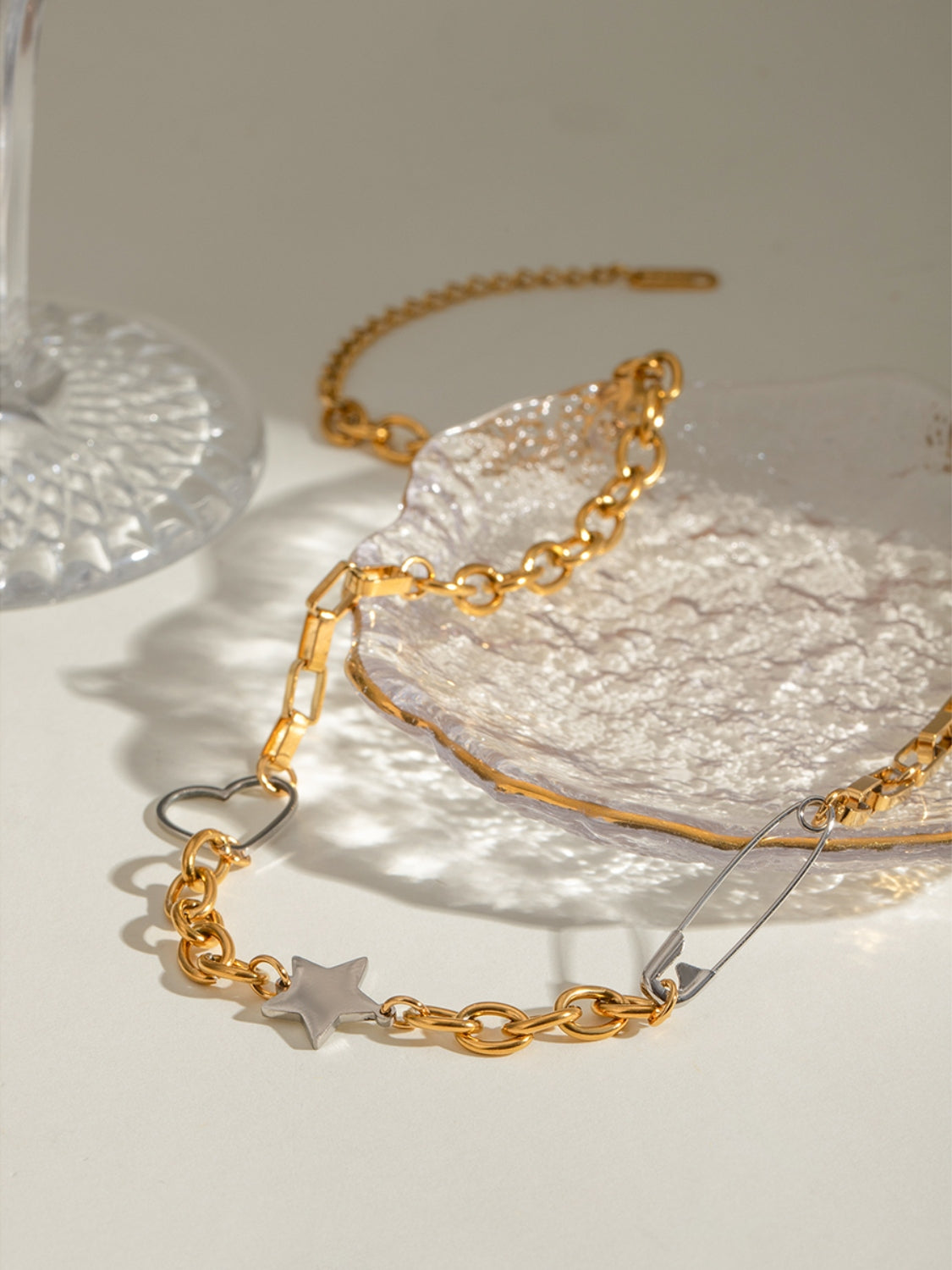 Stainless Steel Star Heart Necklace-Bijou Crush