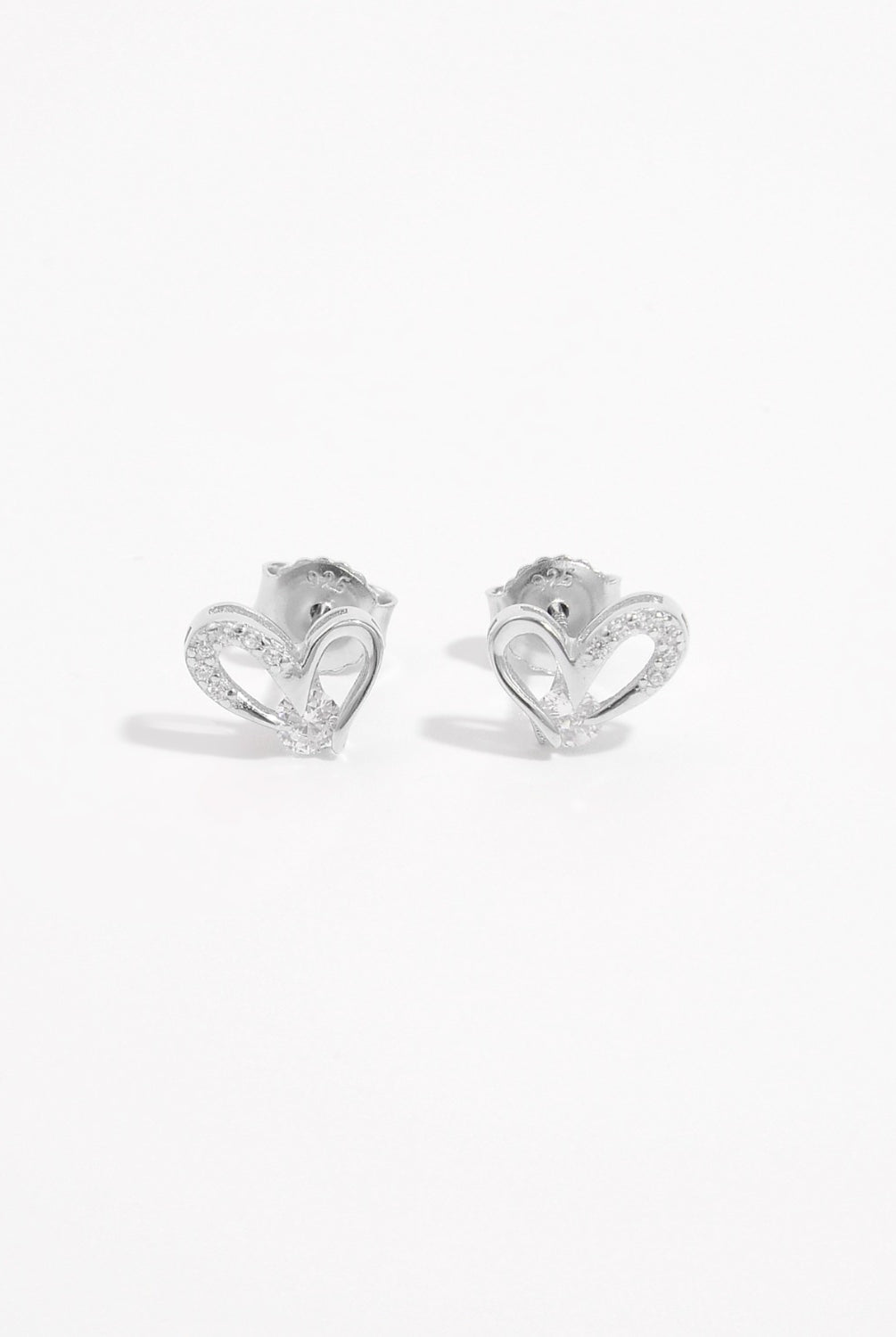 925 Sterling Silver Inlaid Zircon Heart Earrings-Bijou Crush