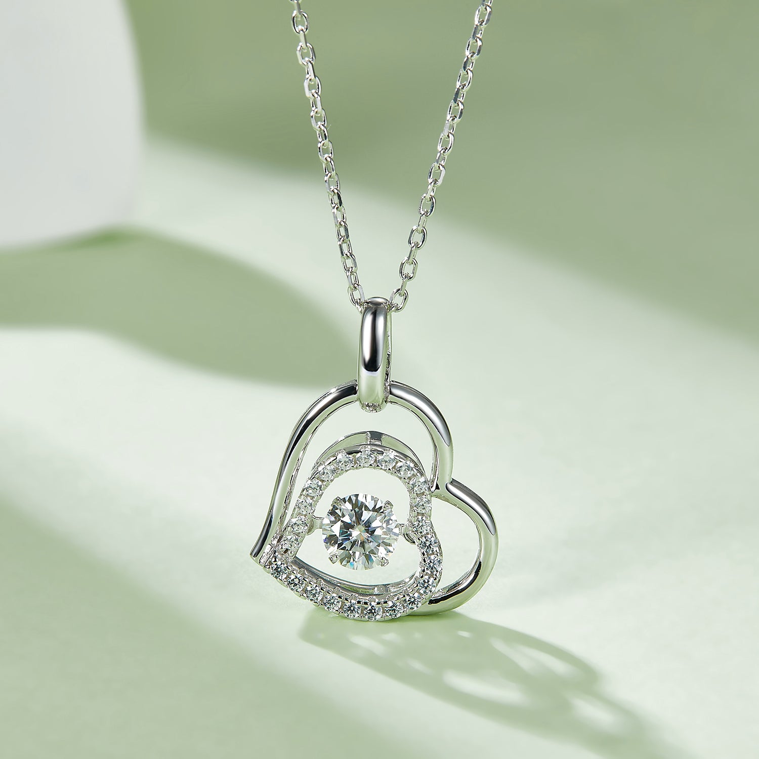 Moissanite 925 Sterling Silver Heart Necklace-Bijou Crush