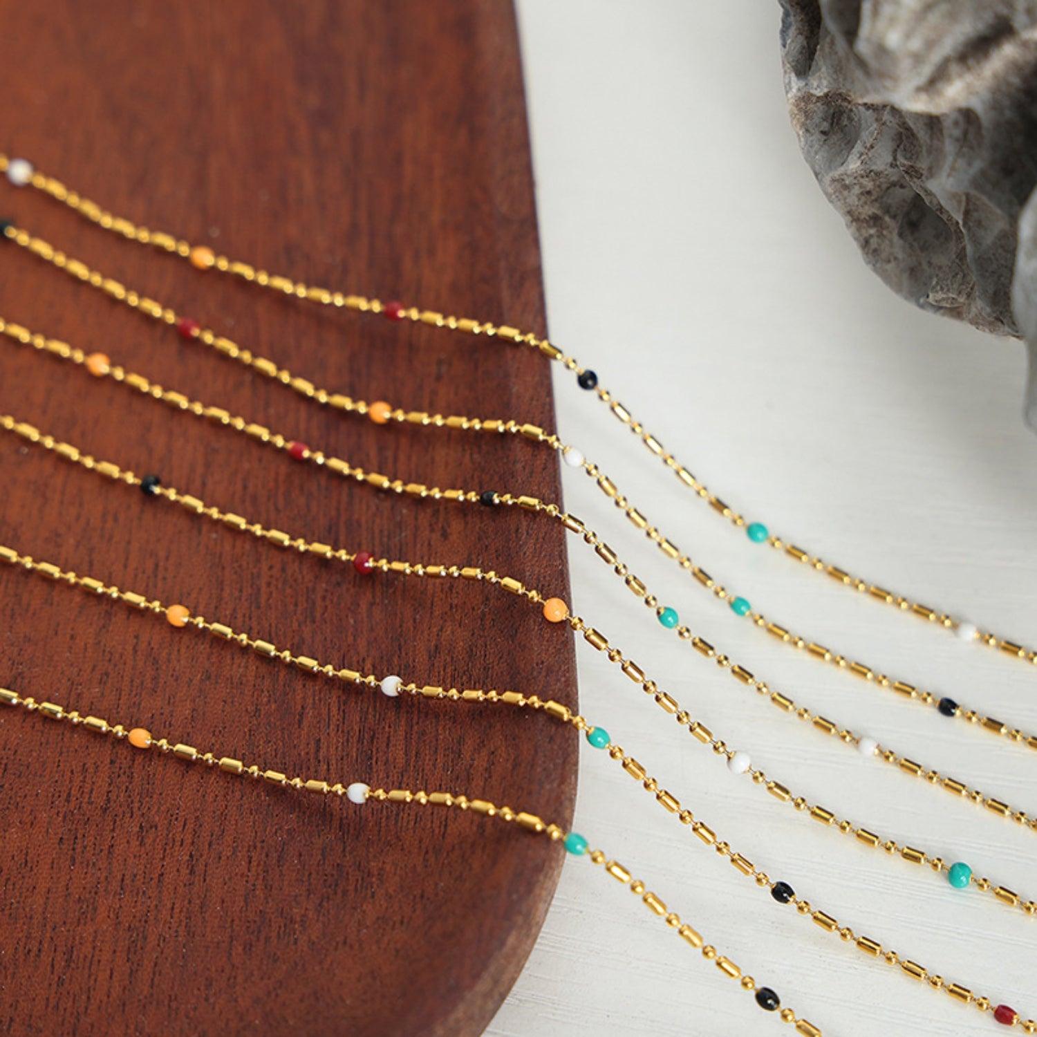 18K Gold-Plated Oil Drip Bead Necklace-Bijou Crush