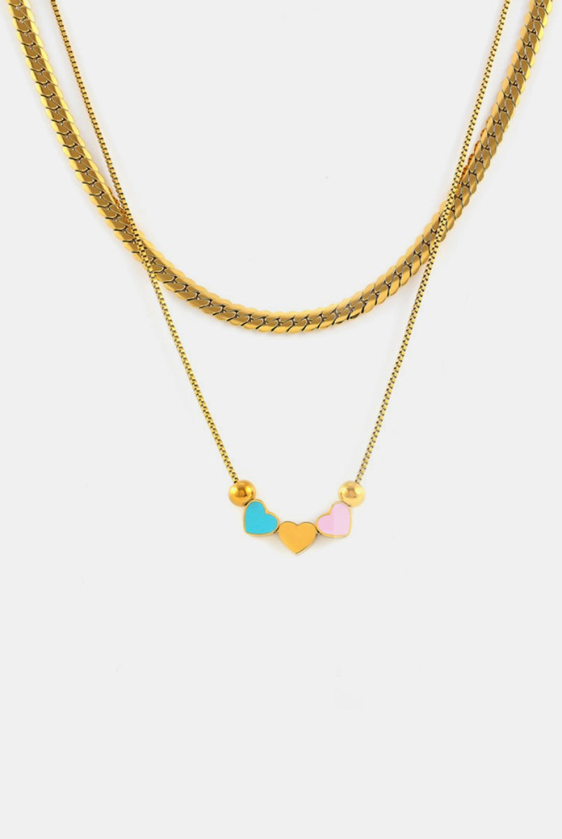 Double Layered Heart Necklace - 18K Gold-Plated-Bijou Crush