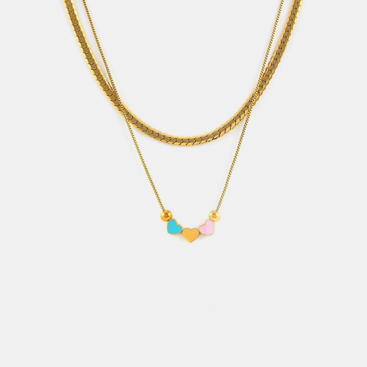 Double Layered Heart Necklace - 18K Gold-Plated-Bijou Crush