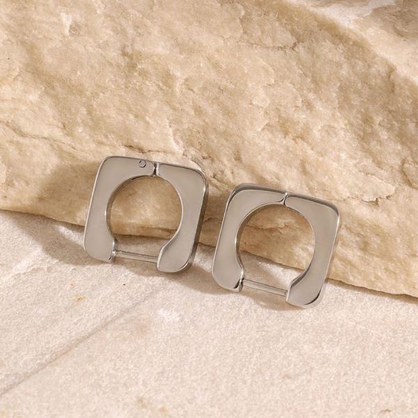 18K Gold-Plated Stainless Steel Square Earrings-Bijou Crush