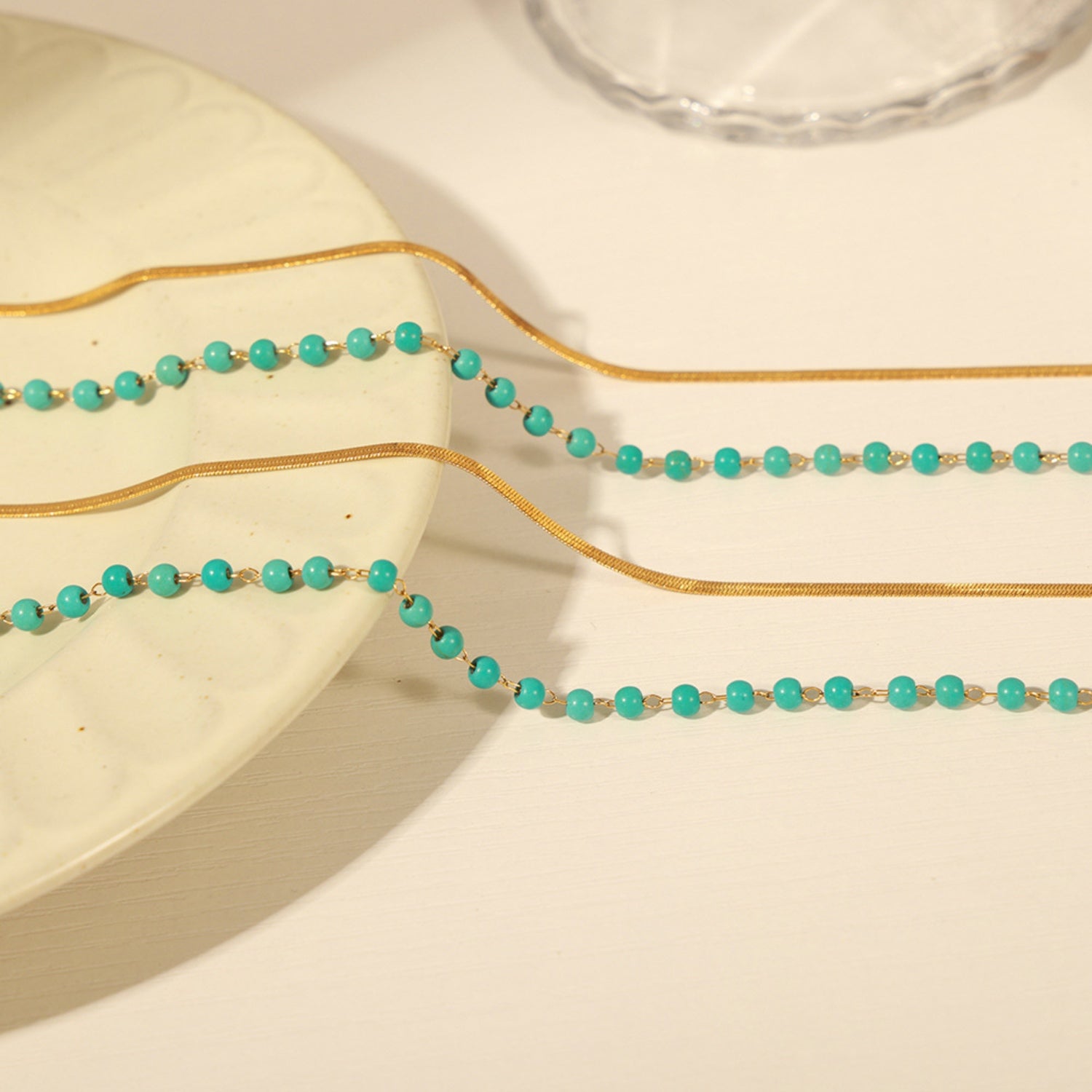 Turquoise Titanium Steel Double-Layered Necklace-Bijou Crush