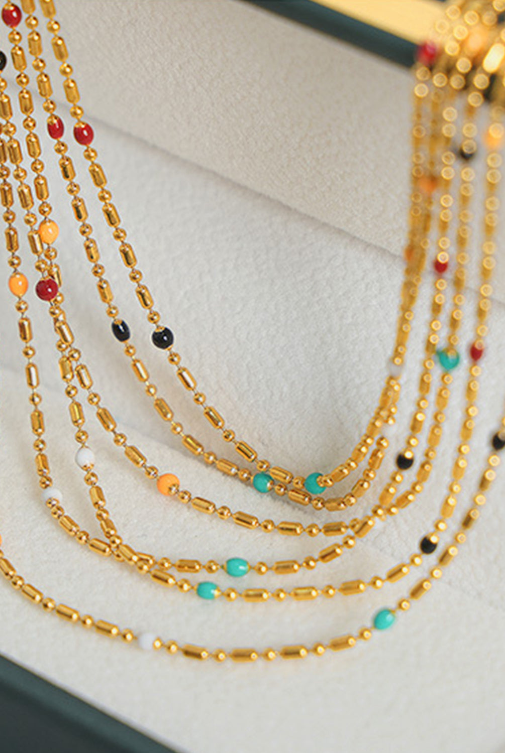 18K Gold-Plated Oil Drip Bead Necklace-Bijou Crush