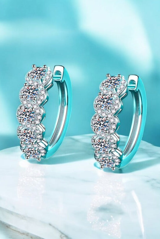 1 Carat Moissanite Zircon 925 Sterling Silver Huggie Earrings-Bijou Crush