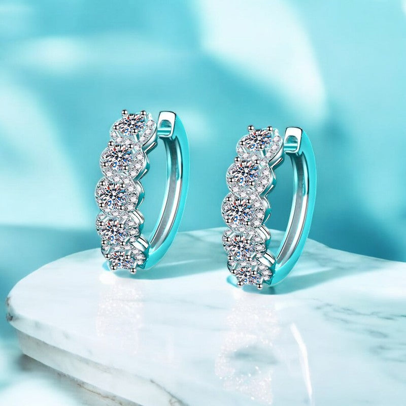 1 Carat Moissanite Zircon 925 Sterling Silver Huggie Earrings-Bijou Crush