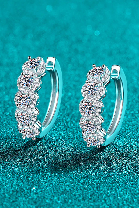 1 Carat Moissanite Zircon 925 Sterling Silver Huggie Earrings-Bijou Crush