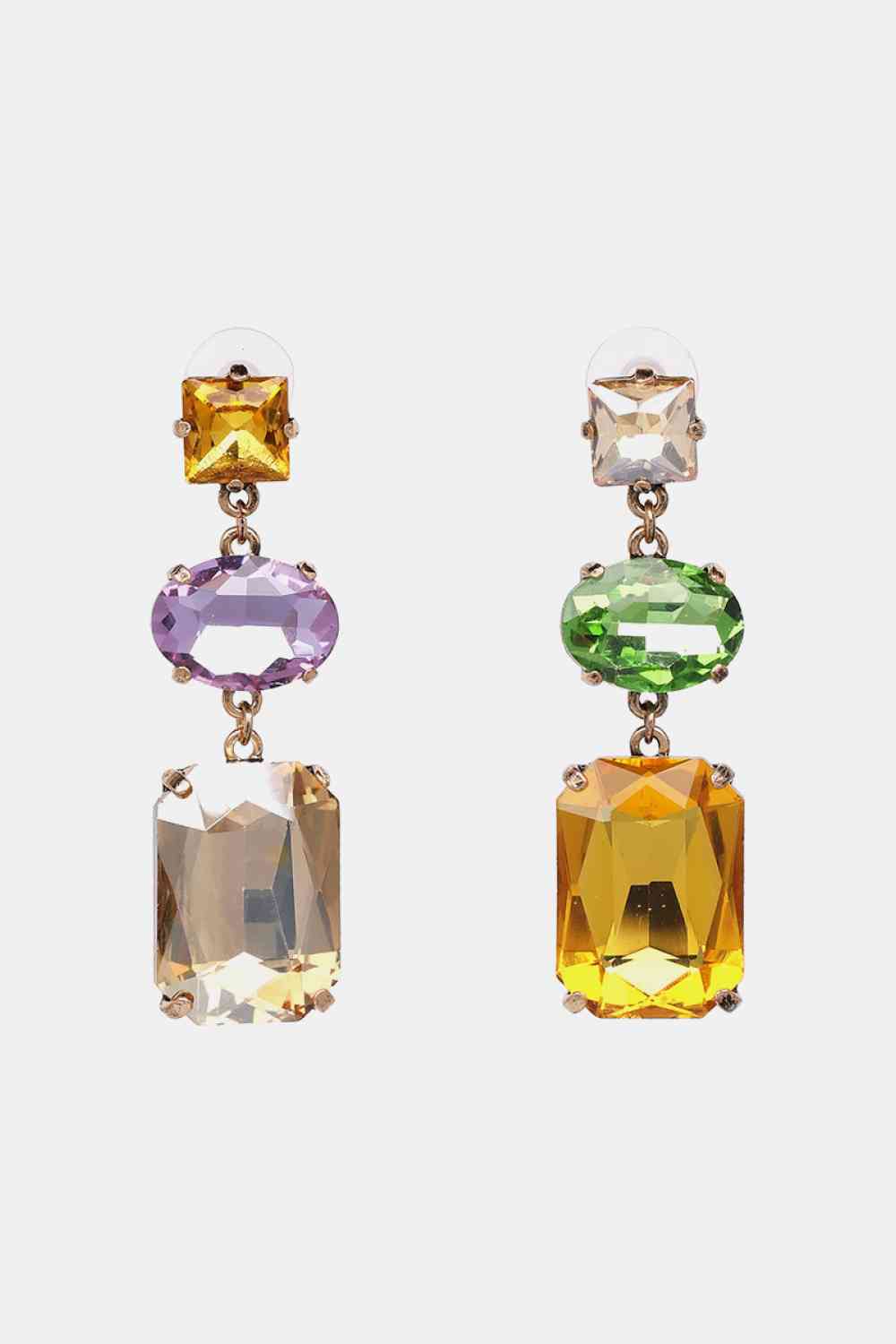 Geometrical Shape Glass Dangle Earrings-Bijou Crush