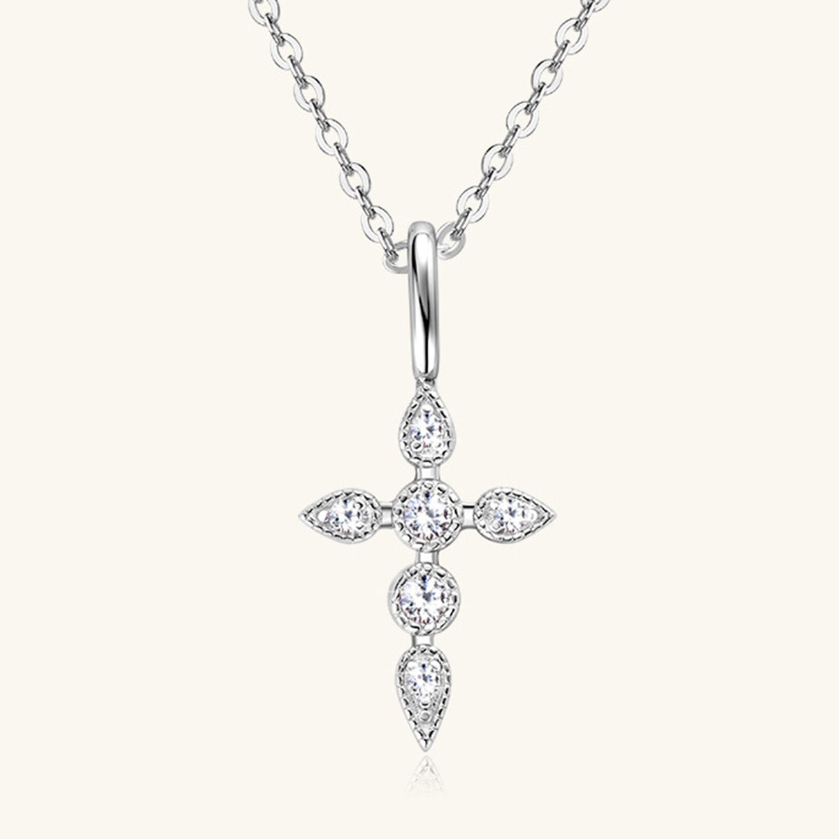 Moissanite Cross Pendant Necklace - 925 Sterling Silver-Bijou Crush