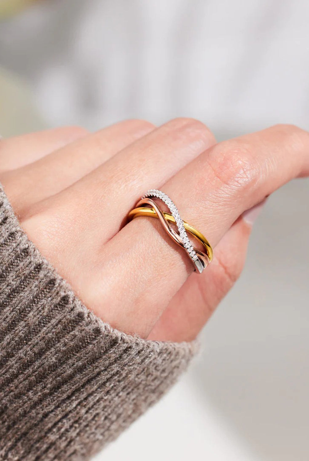 Crisscross Gold-Plated 925 Sterling Silver Ring-Bijou Crush