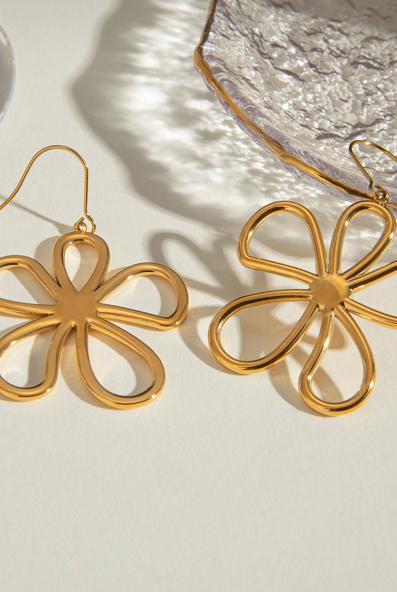 18K Gold-Plated Flower Earrings-Bijou Crush