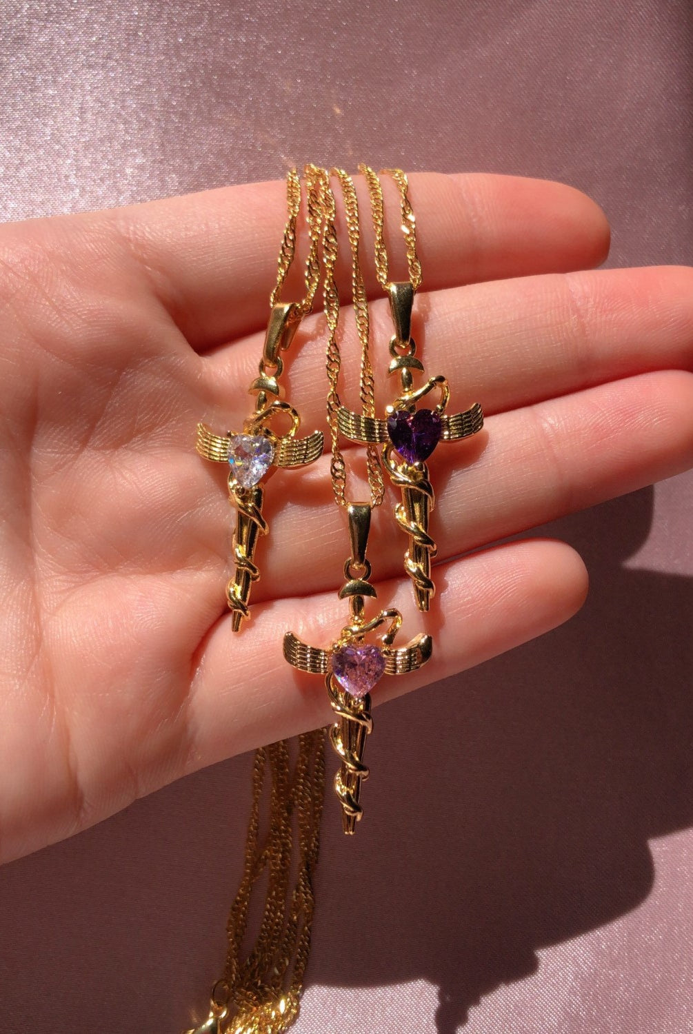 Copper Zircon Cross Pendant Necklace-Bijou Crush