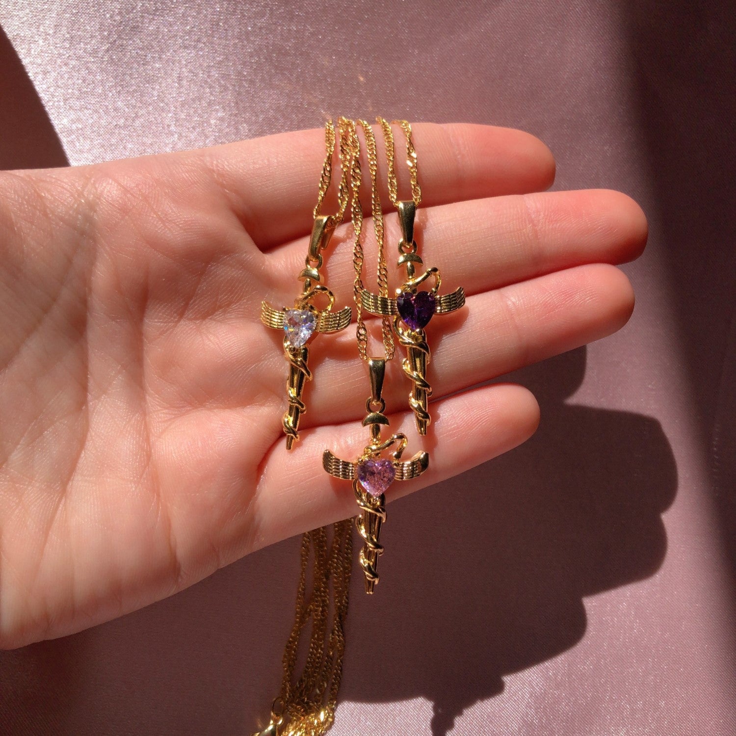 Copper Zircon Cross Pendant Necklace-Bijou Crush