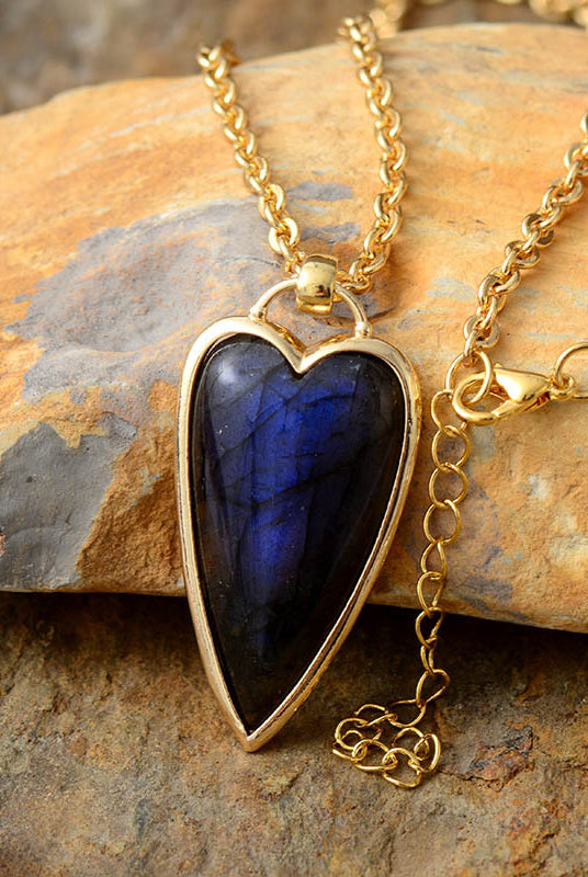 Copper Labradorite Heart Shape Necklace-Bijou Crush