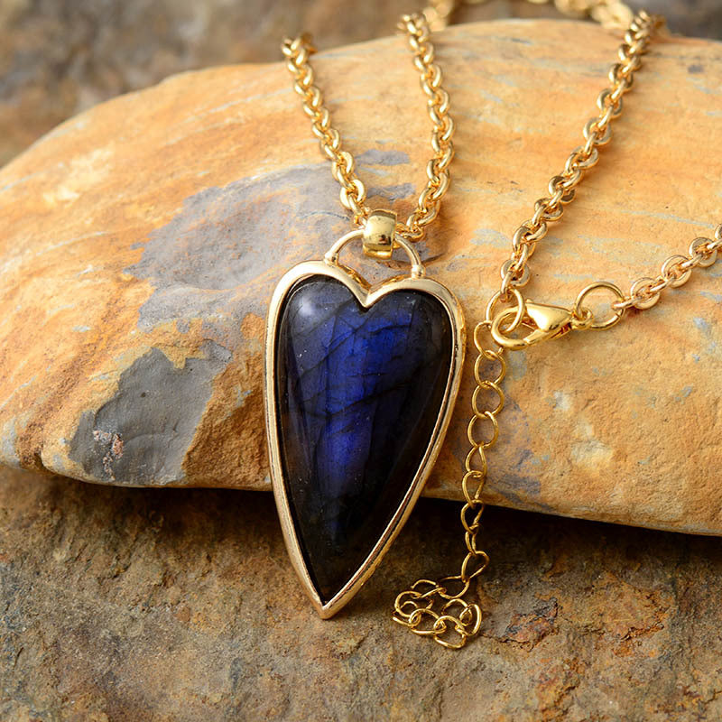 Copper Labradorite Heart Shape Necklace-Bijou Crush