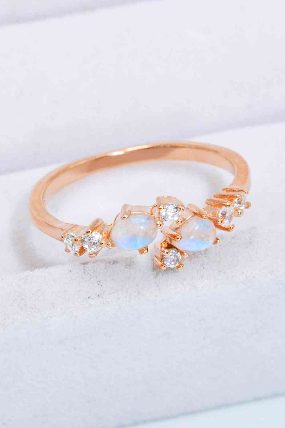 Natural Moonstone and Zircon Open Ring-Bijou Crush