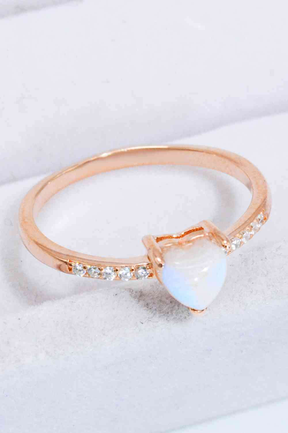 Natural Moonstone Heart 18K Rose Gold-Plated Ring-Bijou Crush