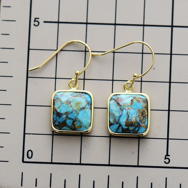 Square Copper Drop Earrings-Bijou Crush