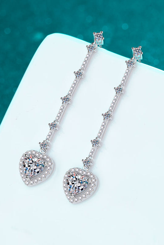 2 Carat Moissanite Zircon 925 Sterling Silver Heart Earrings-Bijou Crush