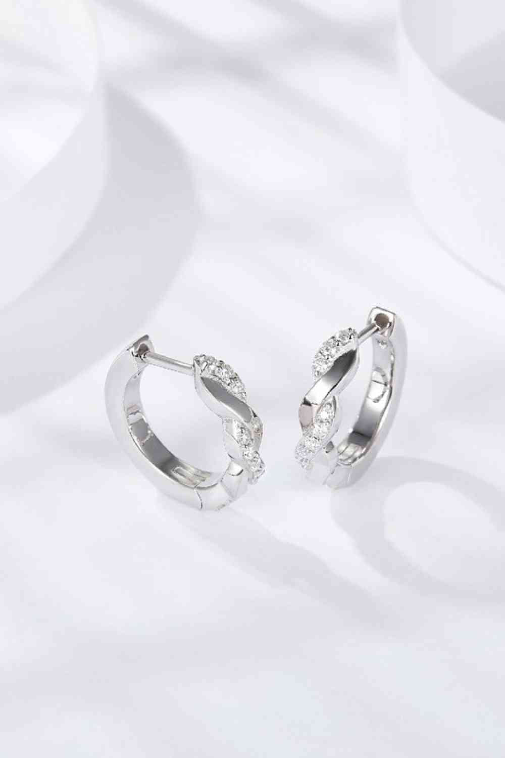 Moissanite Twisted Platinum-Plated Earrings-Bijou Crush