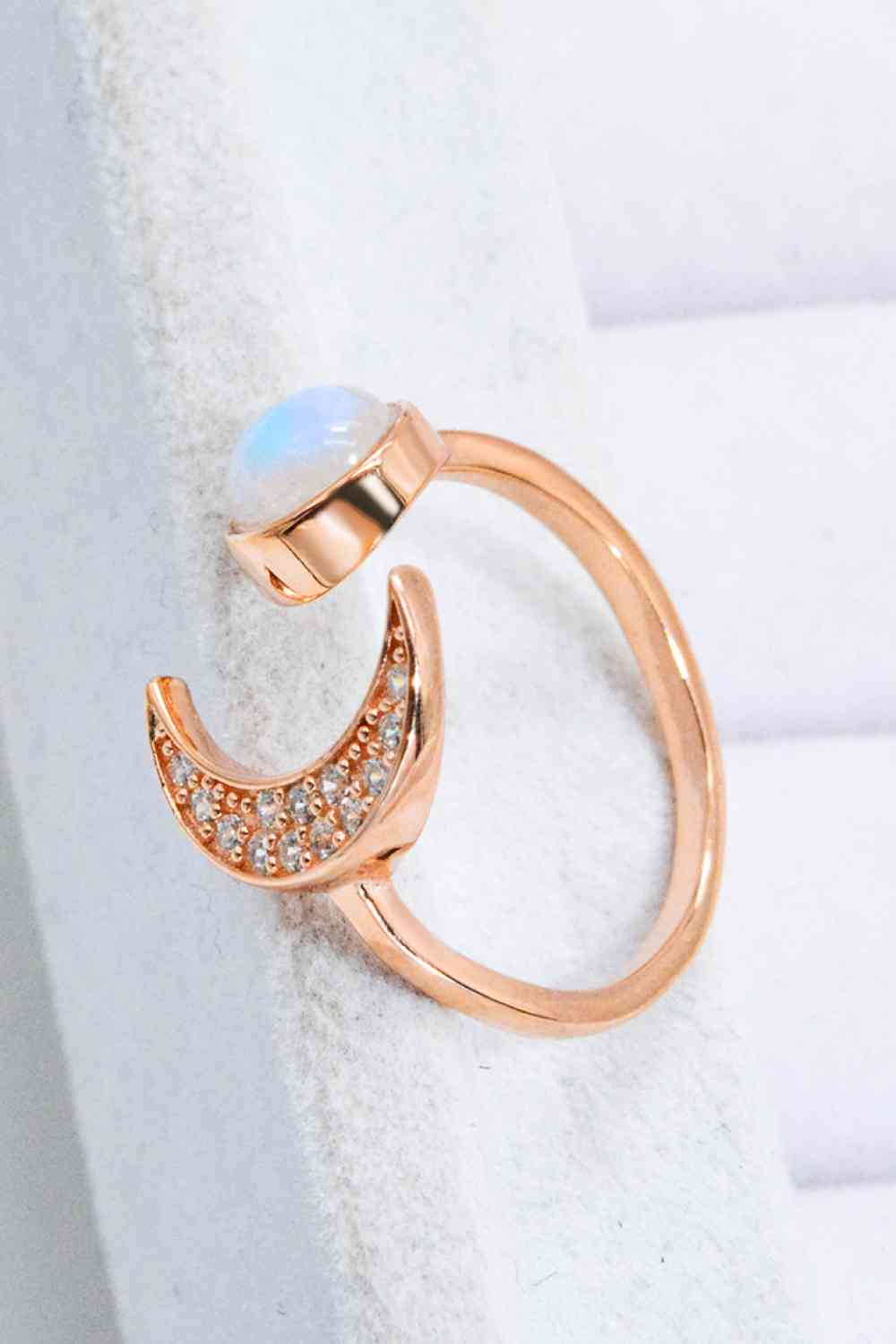 Natural Moonstone and Zircon Sun & Moon Open Ring-Bijou Crush