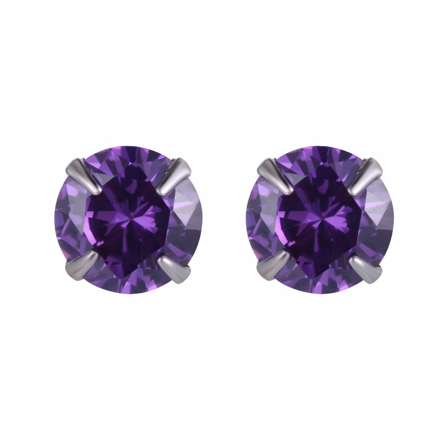 Simple CZ White 925 Sterling Silver Round Studs Earrings-Bijou Crush