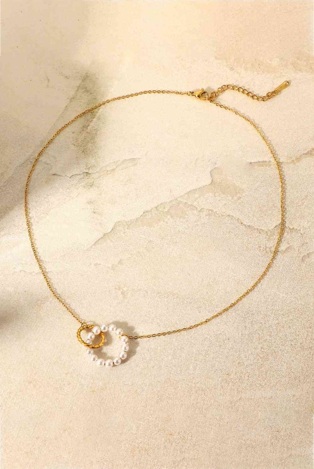 Pearl Hoop Link Pendant Necklace-Bijou Crush