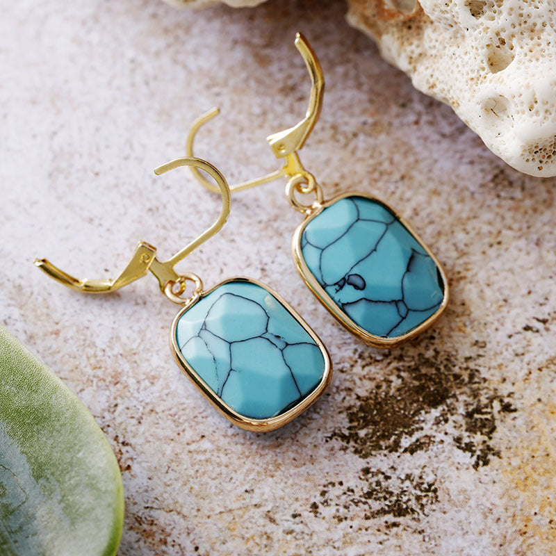 Copper Natural Stone Dangle Earrings-Bijou Crush