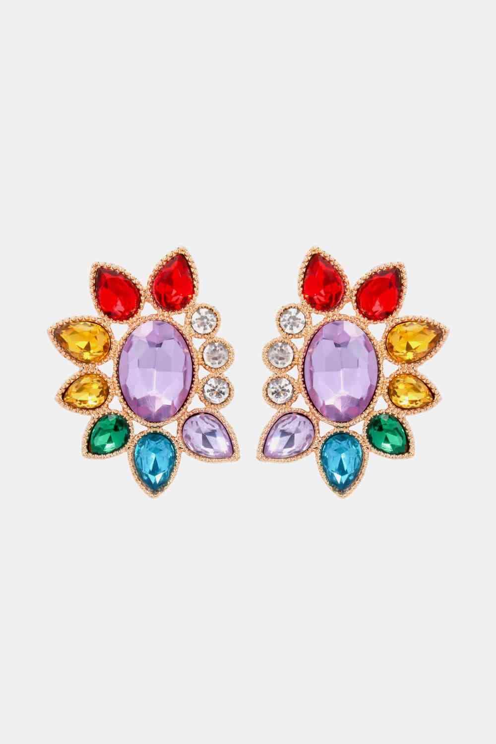 Geometrical Shape Glass Stone Dangle Earrings-Bijou Crush