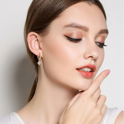925 Sterling Silver Moissanite Hoop Drop Earrings-Bijou Crush