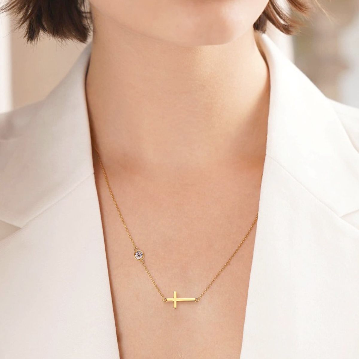 Cross 925 Sterling Silver Moissanite Necklace-Bijou Crush