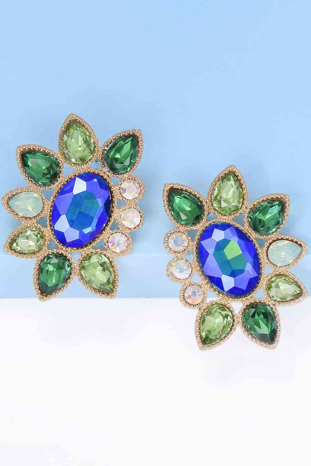 Geometrical Shape Glass Stone Dangle Earrings-Bijou Crush