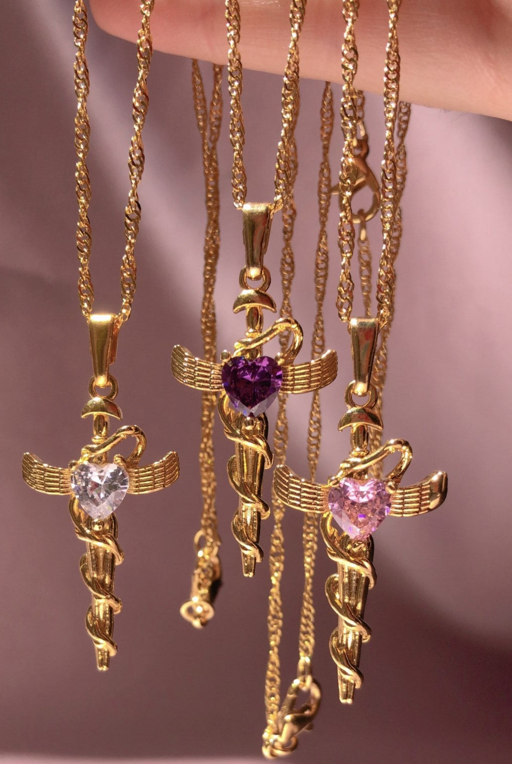 Copper Zircon Cross Pendant Necklace-Bijou Crush