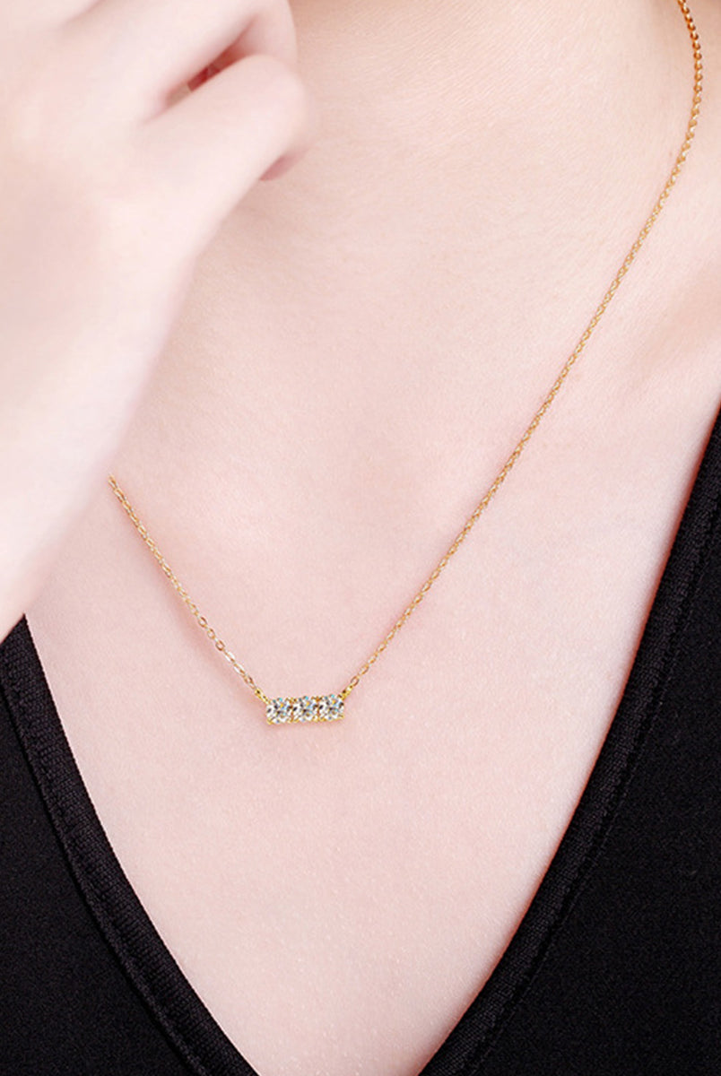 925 Sterling Silver Inlaid Moissanite Bar Necklace-Bijou Crush
