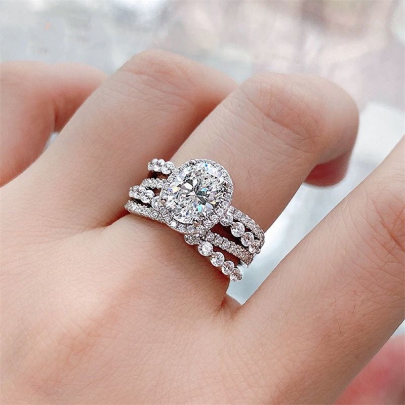 3 Carat Moissanite 925 Sterling Silver Layered Ring-Bijou Crush
