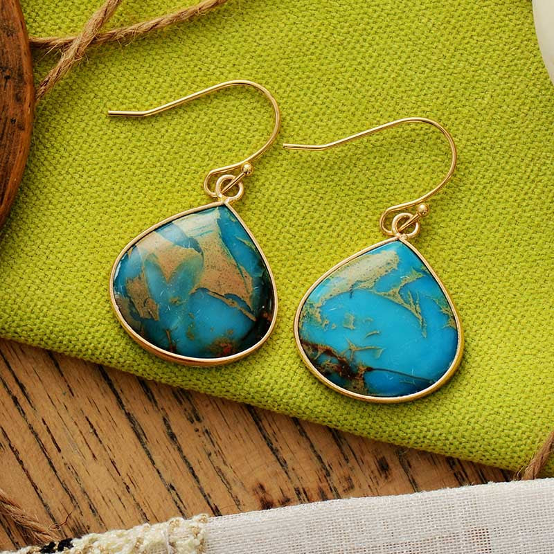 18K Gold-Plated Natural Stone Earrings-Bijou Crush