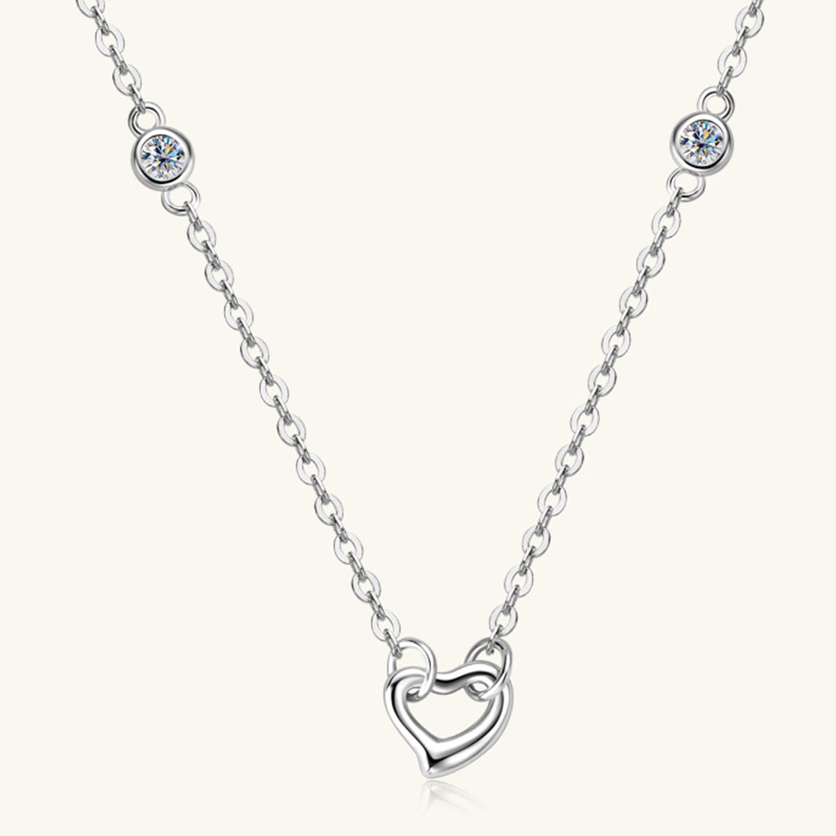 Moissanite 925 Sterling Silver Heart Necklace-Bijou Crush